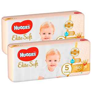 2x HUGGIES® Pleny jednorázové Elite Soft vel. 5 50 ks
