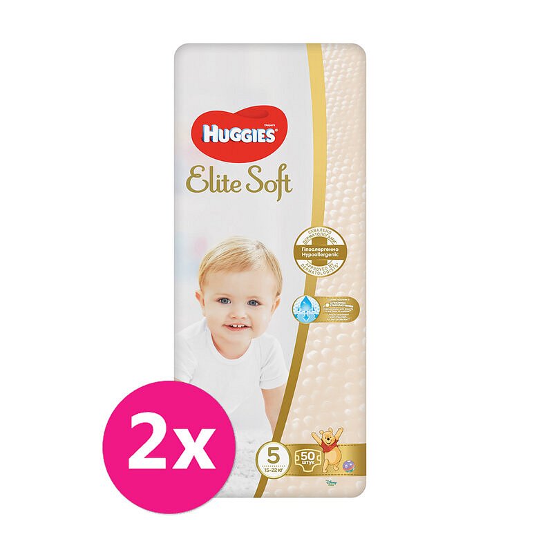 2x HUGGIES® Pleny jednorázové Elite Soft vel. 5 50 ks