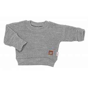 Baby Nellys Rostoucí oversize pletený svetřík pro miminko, šedý vel.  68/74