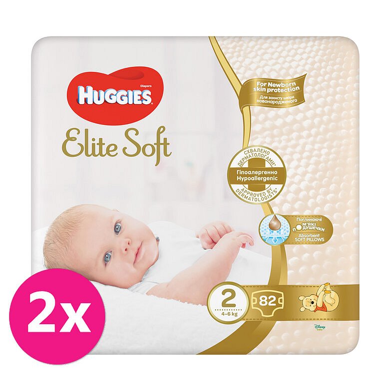 2x HUGGIES® Pleny jednorázové Elite Soft vel. 2 82 ks