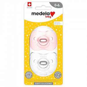 Medela Baby Soft Silicone Dudlík Růž/tran.0-6m 2ks