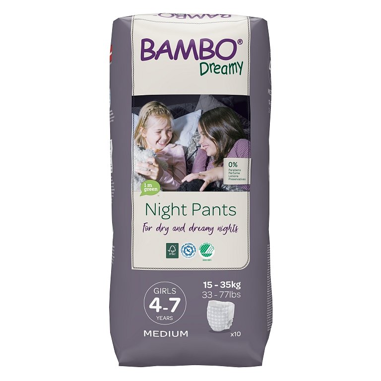 BAMBO Dreamy Night Pants Girl 4-7 let, 10 ks, pro 15-35 kg