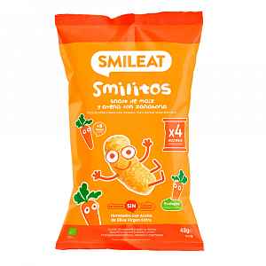 Smileat BIO kukuřičné křupky oves, mrkev s panenským olivovým olejem a vitaminem B1 8M+ 4x12 g