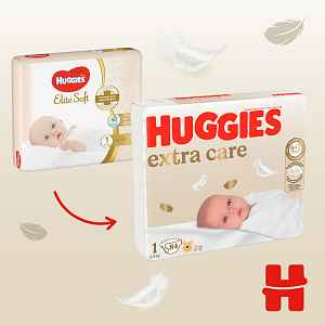 2x HUGGIES® Pleny jednorázové Elite Soft vel. 1 84 ks