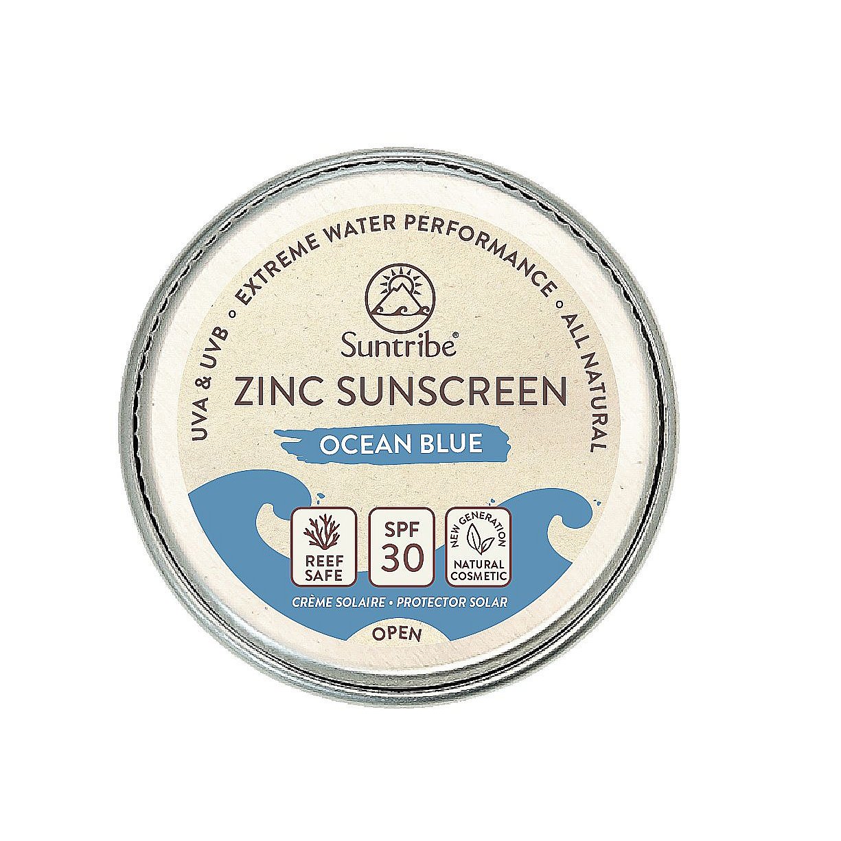 Suntribe Přírodní opalovací krém se zinkem Obličej & Sport modrý SPF30 10 g