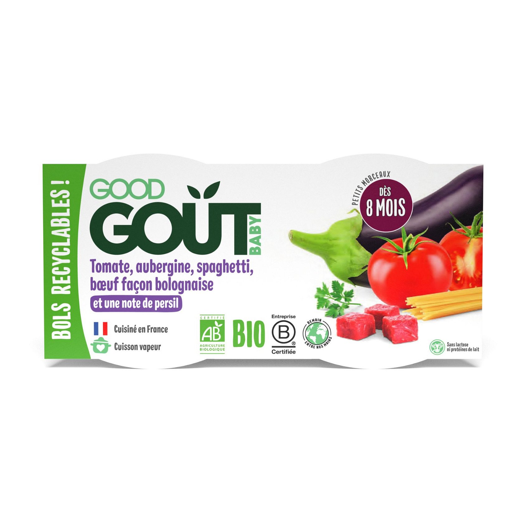 Good Gout BIO Špagety s lilkem a hovězím masem 2x190 g