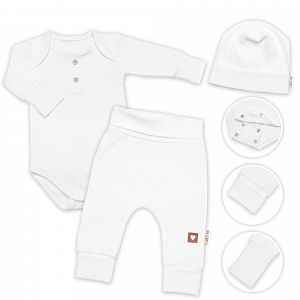 Baby Nellys Žebrovaná rostoucí souprava 3D, Baby Boy - bílá, vel 68/74