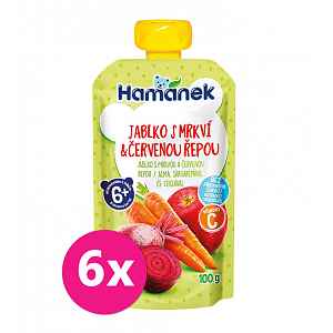 Hamánek Jablko s mrkví a červenou řepou 6 x 100 g