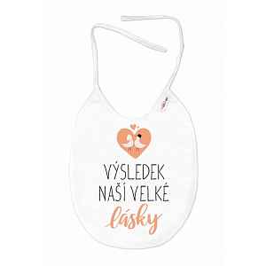 Baby Nellys Nepromokavý bryndáček, 24 x 27 cm - Výsledek naší velké lásky,  - bílý