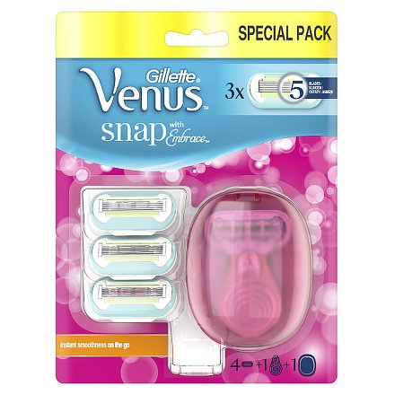Gillette Venus Snap strojek + 4 hlavice Pink