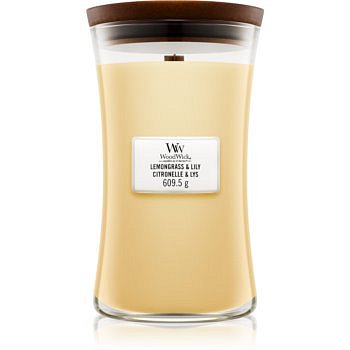 Woodwick Lemongrass & Lily vonná svíčka 609,5 g s dřevěným knotem