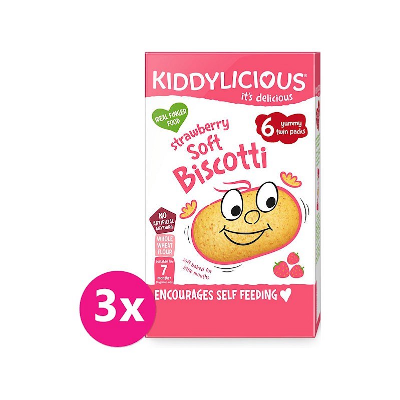 3 x KIDDYLICIOUS Sušenky měkké jahodové