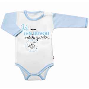 Baby Nellys Body dl. rukáv s vtip. textem , Já jsem TEN DŮVOD našeho zpoždění, vel. 74 kluk vel.  74 kluk