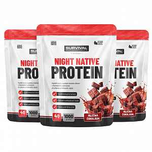 Survival Night Native Protein 1000 g  AKCE  2+1 ZDARMA čokoláda + čokoláda + čokoláda