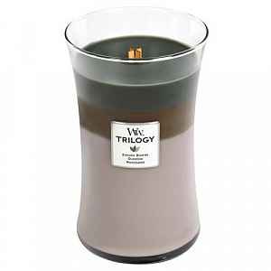 Woodwick Trilogy Cozy Cabin vonná svíčka 609,5 g s dřevěným knotem