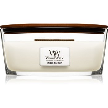 Woodwick Island Coconut vonná svíčka s dřevěným knotem (hearthwick) 453,6 g