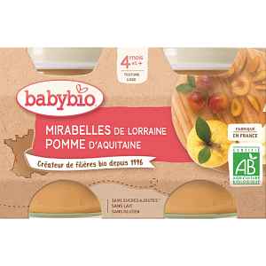 BABYBIO Mirabelky jablko 2x130 g