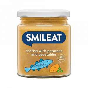 Smileat BIO příkrm divoká treska s brambory a zeleninou s extra panenským olivovým olejem 6M+ 230 g