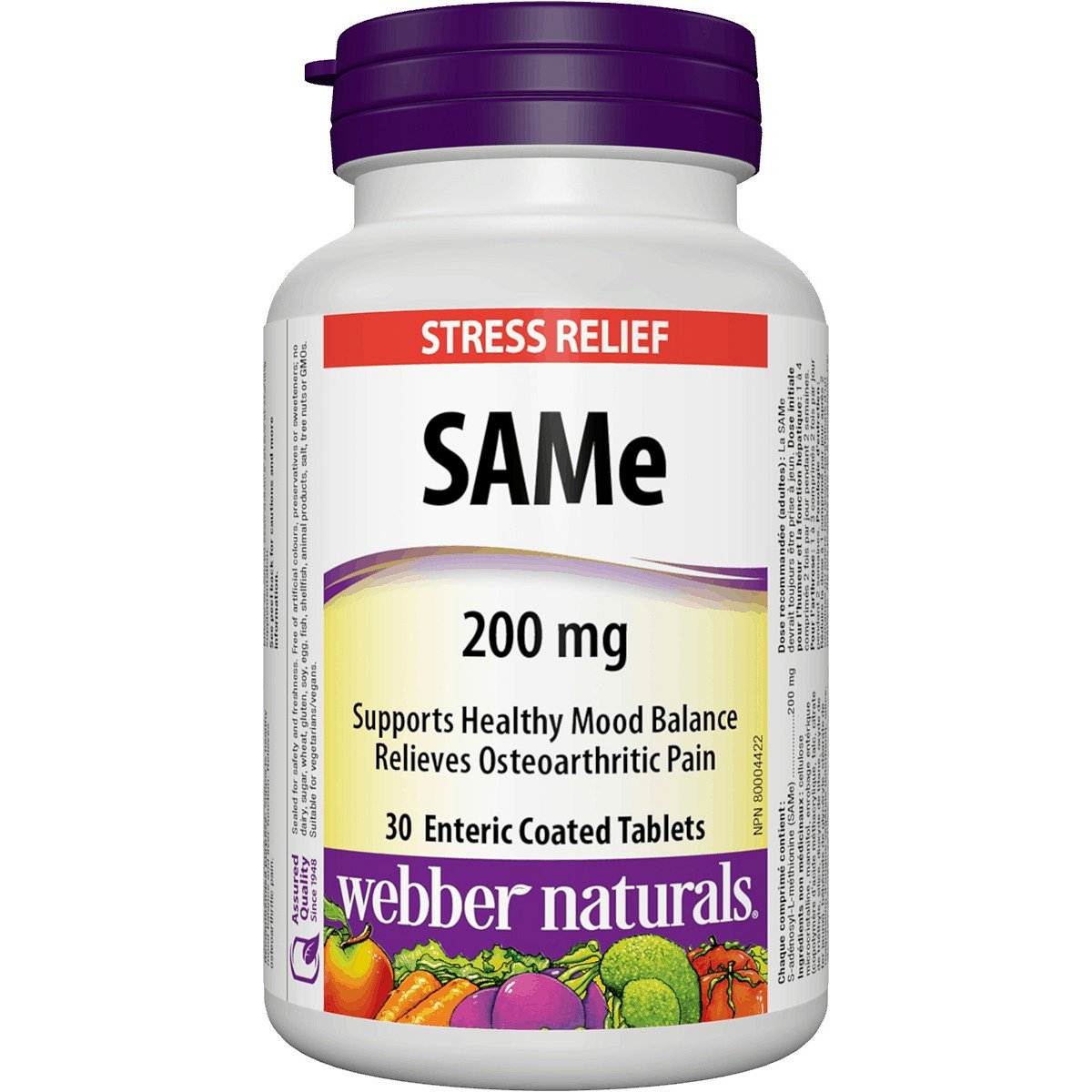Webber Naturals SAMe 200mg S-adenosyl-L-methionin 30 tablet