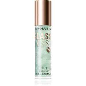Revolution Glass Kiss třpytivý olej na rty odstín Pixiedust Green 5.5 ml