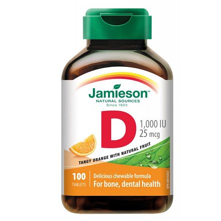 Vitamín D3 1000 IU tablety na cucání s příchutí pomeranče 100 tbl.
