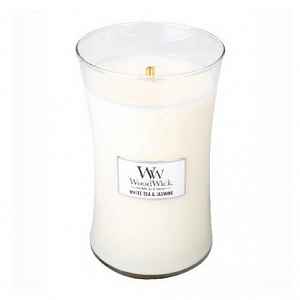 Woodwick White Tea & Jasmine vonná svíčka 609,5 g s dřevěným knotem