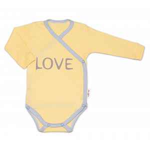 Baby Nellys Body dlouhý rukáv Love - zapínání bokem, žluté vel.  74