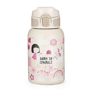 PETITE&MARS Láhev nerezová termo se slámkou 350 ml Twinkling Fairy 12m+