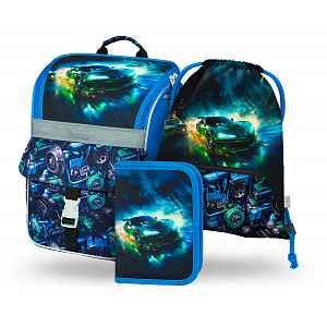 Baagl 3 SET Zippy Závodní auto: aktovka, penál, sáček