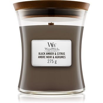 Woodwick Black Amber & Citrus vonná svíčka 275 g střední