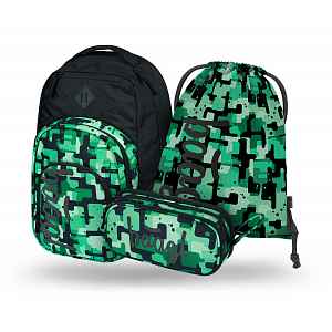 Baagl 3 SET Coolmate Green: batoh, penál, sáček