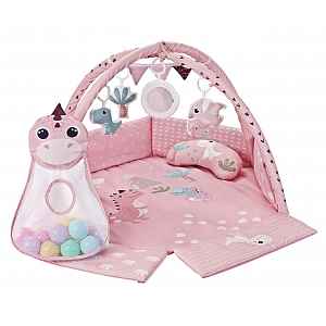 Milly Mally Hrací deka TinyMini Dino Pink s míčky – edukativní podložka pro miminka