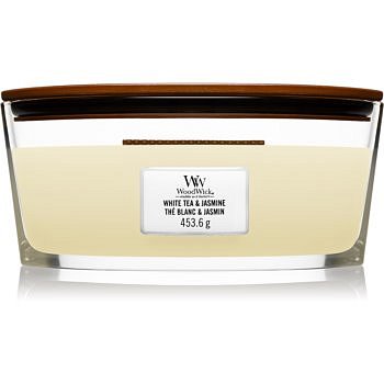 Woodwick White Tea & Jasmine vonná svíčka s dřevěným knotem (hearthwick) 453,6 g