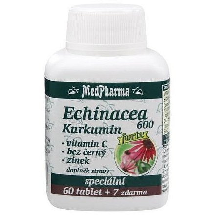 MedPharma Echinacea 600 FORTE + kurkumin + vit. C + bez černý + zinek 67 tobolek