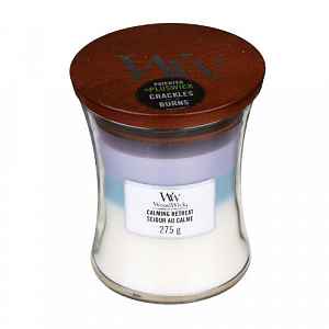 Woodwick Trilogy Calming Retreat vonná svíčka 275 g s dřevěným knotem