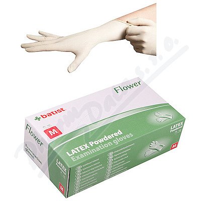 FLOWER Rukavice vyšetřovací latex.pudr vel.M 100ks
