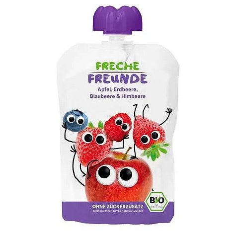 Freche Freunde BIO Ovocná kapsička jablko, jahoda, borůvka a malina 100g