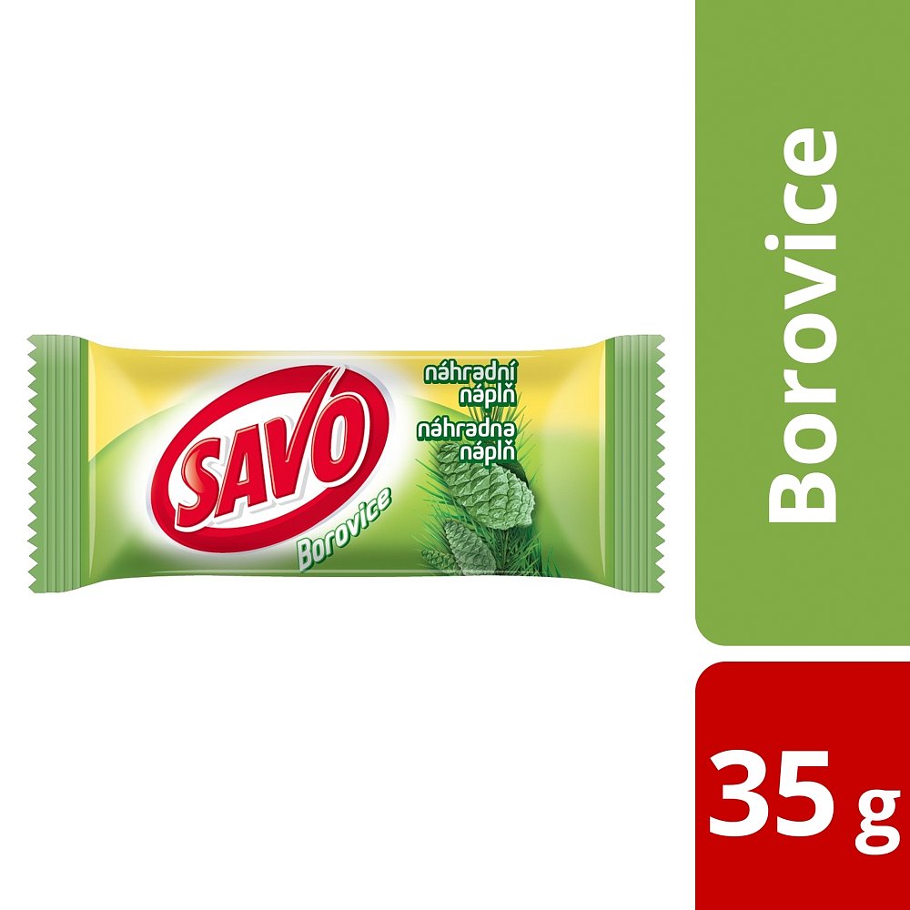 Savo tuhý WC blok, náhradní náplň 35 g, borovice