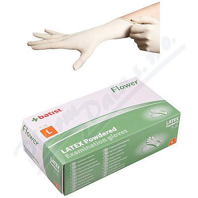 FLOWER Rukavice vyšetřovací latex.pudr vel.L 100ks