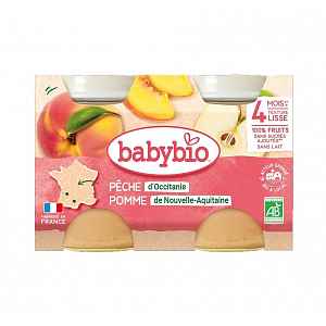 BABYBIO příkrm broskev a jablko 2x130 g
