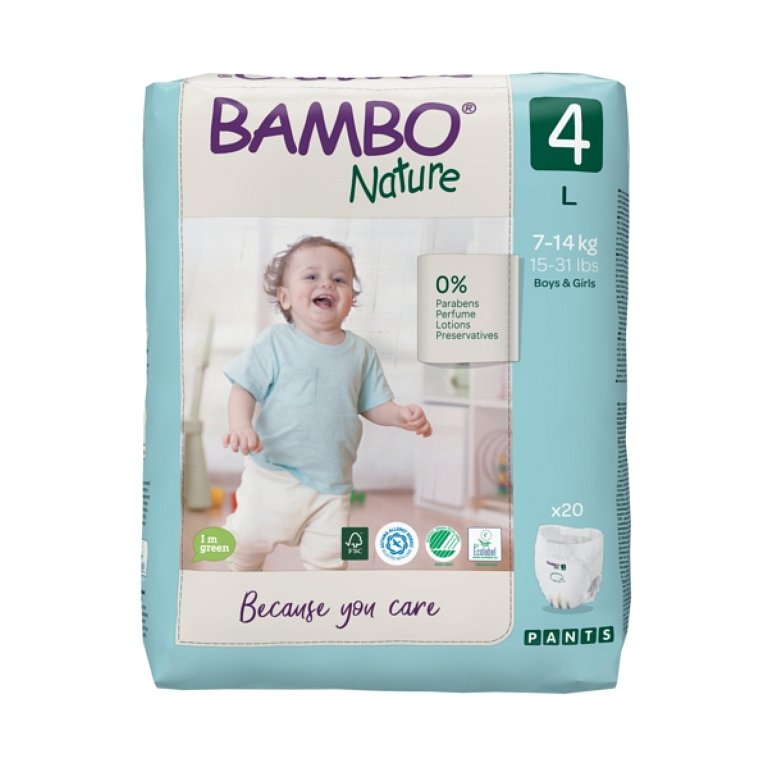 BAMBO Nature Pants 4 Plenkové kalhotky, 20 ks, 7-14 kg