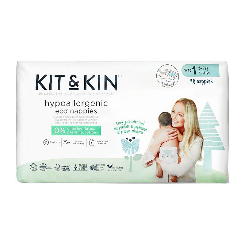 KIT & KIN Eko plenky, velikost 1 (40 ks), 2-6 kg