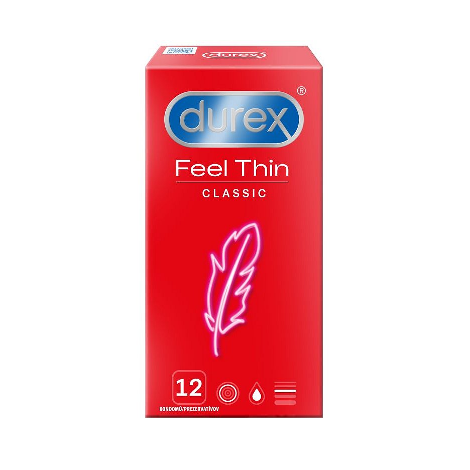 Durex Feel Thin Classic kondomy 12 ks