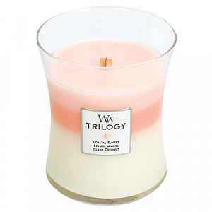 Woodwick Trilogy Island Getaway vonná svíčka 275 g s dřevěným knotem