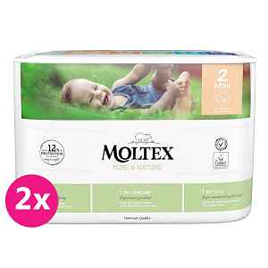 2x MOLTEX Pure&Nature Pleny jednorázové 2 Mini (3-6 kg) 38 ks