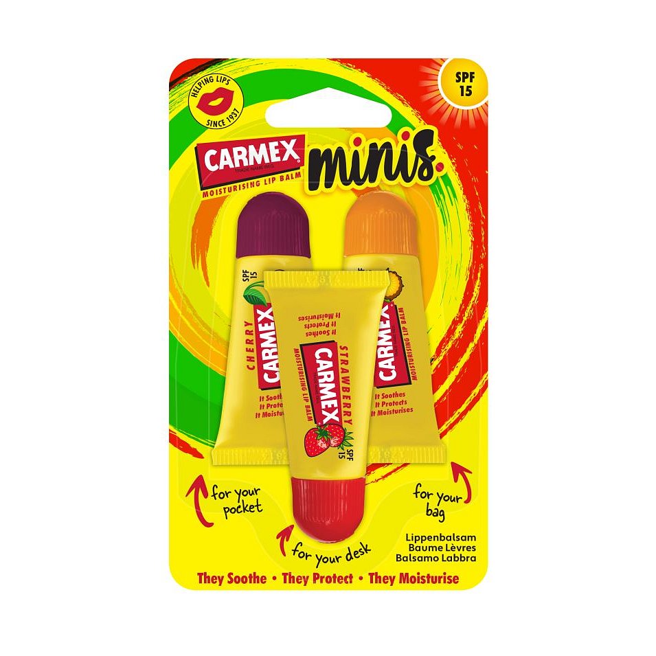 CARMEX Minis Balzámy na rty SPF15 mix 3 ks