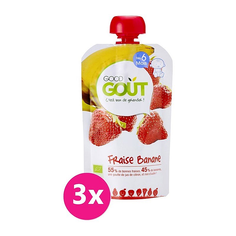 GOOD GOUT BIO Jahoda s banánem 3x120 g