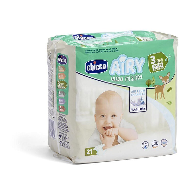 CHICCO Airy Pleny jednorázové 3 Midi (4-9 kg) 21 ks