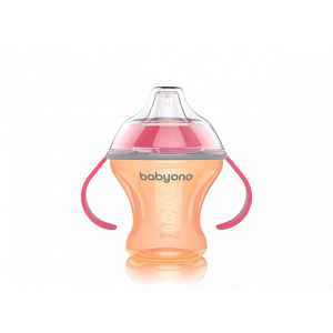 BABYONO Hrnek netekoucí s měkkým náustkem Natural nursing 180 ml oranžový