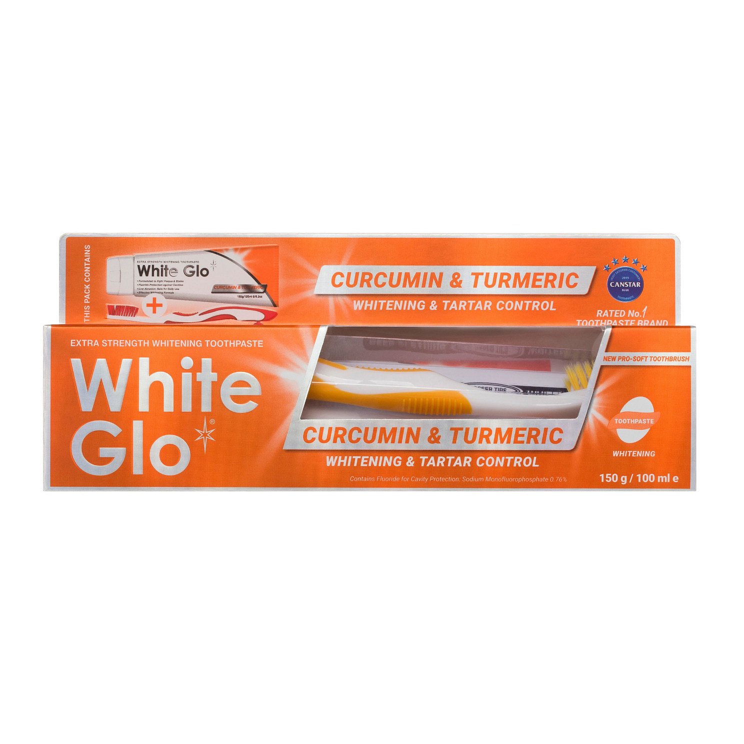 White Glo Bělicí zubní pasta s kurkumou 100 ml + kartáček